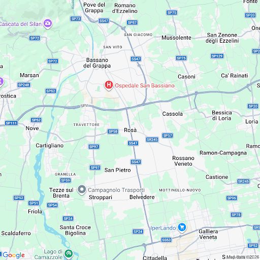 Mappa dell’area di Rosà, in provincia di Vicenza